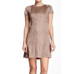 JESSICA SIMPSON NEVER BEEN WORN faux suede dress in taupe TAGS ATTACHED SIZE 12